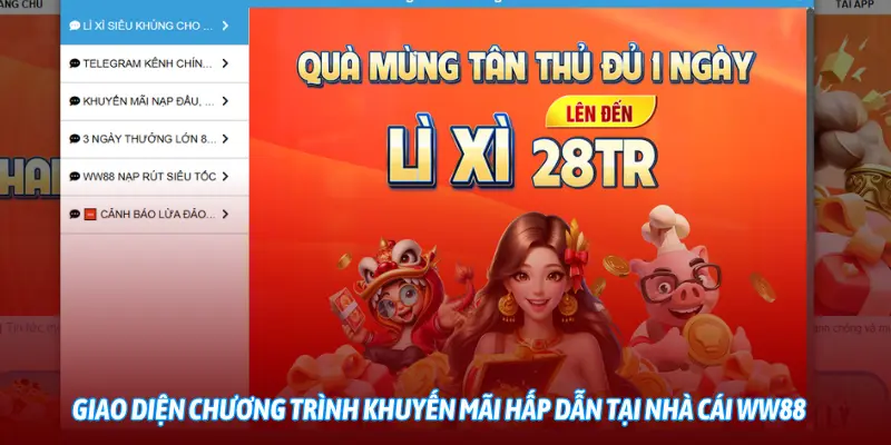 Giao diện chương trình khuyến mãi hấp dẫn tại nhà cái WW88.